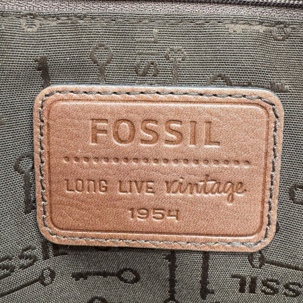 Fossil Long Live Vintage Leather Tote Bag Womens Brown Key Lock Satchel Handbag - Picture 10 of 16